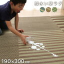 撥水い草 ラグマット/絨毯 【約4畳 長方形 ブルー】 約190×300cm 格子柄 裏:ウレタン 抗菌 防臭 湿度調整効果 〔リビング〕 送料込!