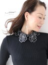 【再入荷♪1月19日22時より】「Vieo」黒花が浮かぶ付け襟