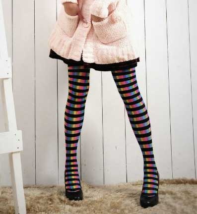 【2足から送料無料】確信犯！小悪魔的ファッションテクで注目の的♪【ボーダー虹彩】2足￥1,960のところ￥1,860 3足￥2,940のところ￥2,640 4足￥3,920のところ￥3,320 5足￥4,900のところ￥4,000