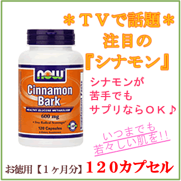 【まずはお試し1ヶ月分】 【大量入荷でプライスダウン】 サプリだから簡単に摂れる♪シナモン（肉桂） バーク 600mg 120カプセル魔法の香辛料サプリ