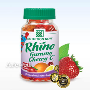 子供用ビタミングミ ガミーチューイーC 60グミRhino(ライノー)社製 お菓子感覚ビタミングミ60粒フルーティで食べやすい&100%天然成分 ディフェンスサポートに欠かせないビタミンCに亜鉛&エキナセア配合