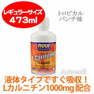 リキッドタイプだからすぐ吸収！大さじ1杯でたっぷり1000mg 飲むLカルニチン100mg トロピカルパンチ味 473ml（16oz）