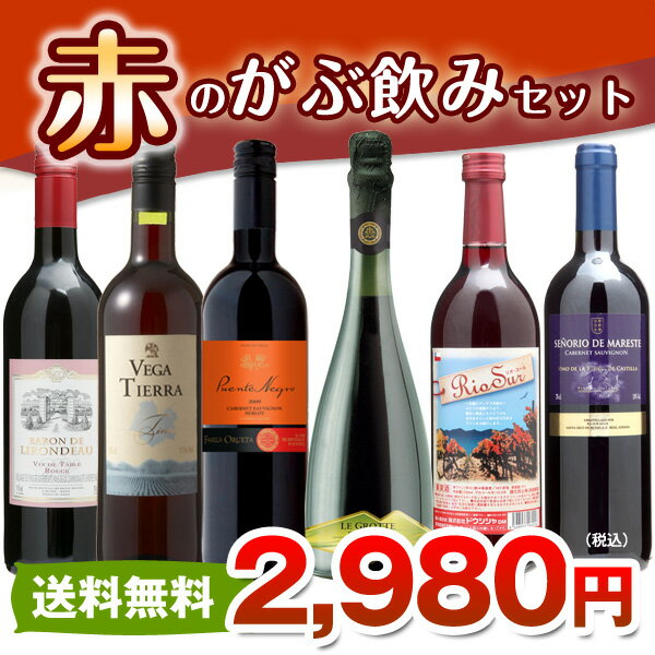 がぶ飲みワイン「赤」6本セットが2980円夏限定★冷やして美味しい赤ワインを厳選しました！1本あたり497円