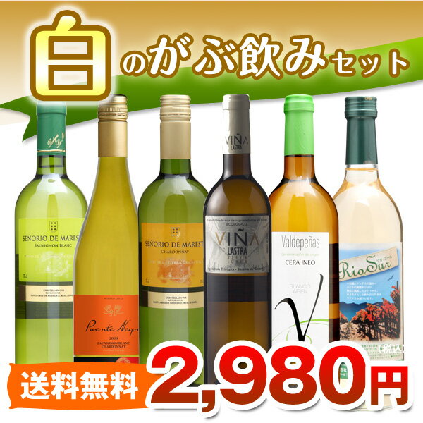【送料無料】がぶ飲みワイン「白」6本セットが2980円【福袋】
