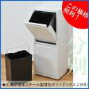 送料無料/スチール製フラップ式ダストBOX【2分別】 /清潔/スチール製/薄型/ダストボックス/2分別/キッチンゴミ箱/Trash can Doubledecker/トラッシュカン/ダブルデッカー/ごみ箱/ゴミバコ/ゴミ箱/分別/斜め/DS-76