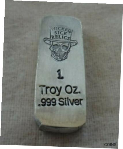 Mutiny Metals WICKED SICK 1オンス .999 シルバー キットカット バー スケルトン ミンテージ 50 注ぐMutiny Metals WICKED SICK 1oz .999 Silver Kit Kat Bar Skeleton Mintage 50 Poured