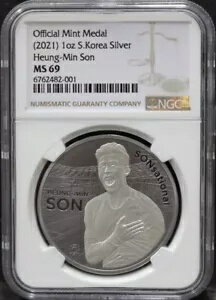 韓国2021公式造幣局KOMSCO - <strong>ソン・フンミン</strong>銀メダルNGC 69