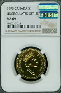 1993 カナダ ルーン ドル NGC MS69 PQ MAC 最高級グレード MAC スポットレス。