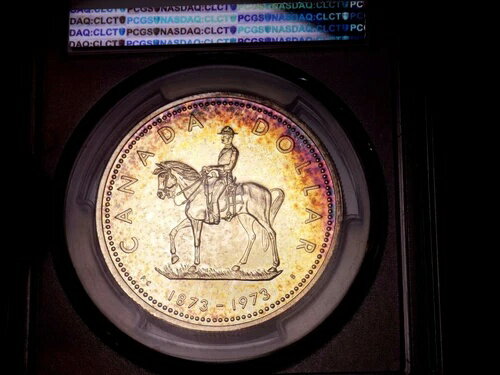 カナダ ルーニー シルバー ダラー PCGS SP プルーフ 64++ DCAM レインボー Rev 希少 WOW