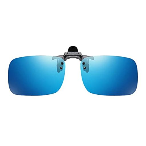 [FF FRAZALA] クリップオン サングラス 跳ね上げ式 偏光レンズ アンチグレア UV 保護 運転 メガネの上からかけるサングラス (青 59*42MM)