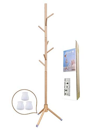正規店名___JLFURNIポールハンガー木製コートハンガーぽーるはんがーハンガーラックスリムかばんかけコート掛けバッグ掛け玄関ハンガー<strong>帽子掛けスタンド</strong>天然木高さ172cm枝型設計組立て簡…