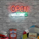 【デザイナーズチェア最大2000円OFFクーポン配布中】ネオン風 LED看板 四角 OPEN オープン Welcome ウェルカム ネオンサイン インテリア ディスプレイ 雑貨 BAR バー 店舗 【NK-36】