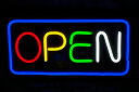 【デザイナーズチェア最大2000円OFFクーポン配布中】ネオン風 LED看板 四角 OPEN オープン カラフル ネオンサイン インテリア ディスプレイ 雑貨 BAR バー 店舗【NK-16】