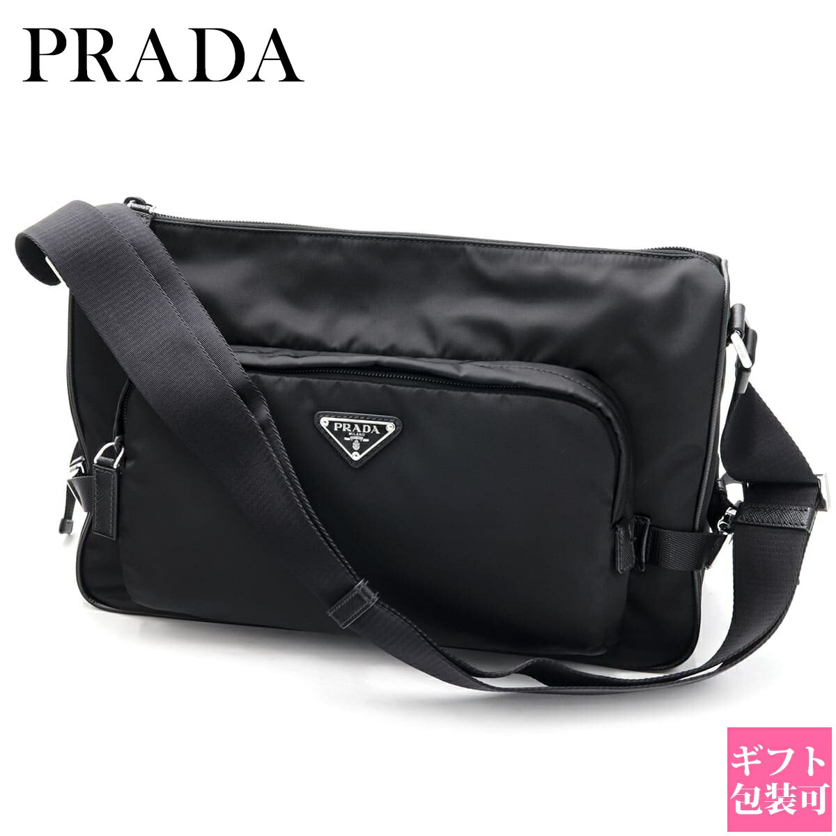 プラダ バッグ メンズ PRADA バッグ レディース ショルダーバッグ ラージ Re-Nylon x サフィアーノレザー ショルダーバッグ ブラック 2VH191_2DMG_F0002_V_OOO PRADA ショルダーバッグ レディース プラダ バック プラダショルダーバッグ メンズ