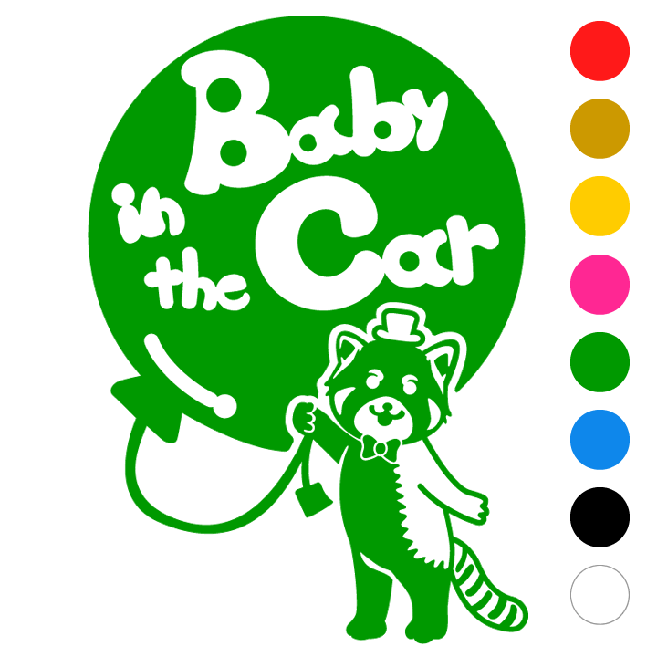 【Baby in the car】 レッサーパンダ 風船 帽子 動物 ステッカー 窓ガラス用シールタイプ 車 ※吸盤・マグネットタイプではありません 子供が乗っています ベビー イン ザ カー ベビーオンボード チャイルドシート ベビーカー 入園入学 プレゼント ギフト
