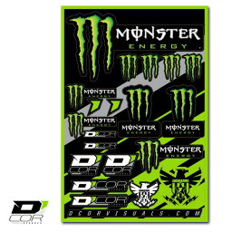 【あす楽】ディコール モンスター エナジー デカール シート　D'COR Monster Energy 4mil Decal Sheet <strong>ステッカー</strong> ダイカット モトクロス FMX バギー オフロード モータースポーツ バイク ヘルメット 【正規品】 【送料無料】