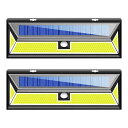 2個セット 180LED COB ソーラーライト ウォールライト 人感 センサーライト PIR 夜間自動点灯 IP44防水 太陽光充電 屋外 玄関灯 壁 ◇JY1806-COB-2SET
