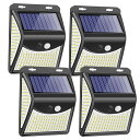 4個セット 222LED ソーラーLEDライト ソーラーライト ウォールライト 人感 センサーライト PIRモーションセンサー 夜間自動点灯 IP65防水 太陽光充電 屋外 玄関灯 壁 ◇AXW-W02222-4SET