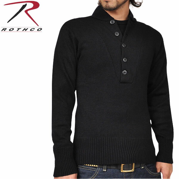 ≪WIP≫【ROTHCO ロスコ】G.I. 5ボタンヘンリーネックセーター ブラック 伸縮性があり体のラインが綺麗に出るシルエットです。