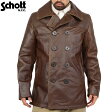 【送料無料】【Schott ショット】653US レザーピーコート ブラウン【Pコート】【レザーコート】【新品未使用】【6729-009】≪WIP≫【楽ギフ_包装】【楽ギフ_メッセ】