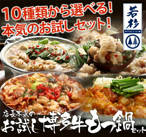 【送料無料】もつ鍋（モツ鍋）専門店博多若杉！本気のもつ鍋お試しセット【2セット以上でおまけ付】【楽ギフ_のし宛書】【楽ギフ_メッセ入力】もつ鍋 ホルモン セット 送料無料 やきとり もつ煮込み モツ鍋 お試し もつなべ お取り寄せ もつ焼き 丸腸 博多