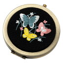 和刺繍コンパクトミラー 蝶 スーベニール Japanese flower pattern embroidered compact mirror