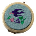 動物刺繍コンパクトミラー ツバメ スーベニール Animal pattern embroidered compact mirror