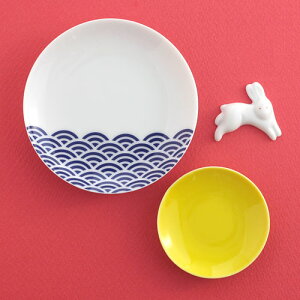 【美食日本・送料込】馬場商店日本のいわれ《波佐見焼・磁器》箸置き小皿セット月波兎※日本国内からはご注文いただけません