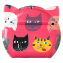 きてきて 猫型かがみ(ミニ) 猫博覧会柄ぴんくいろ 鏡・コンパクトミラー Compact mirror