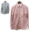 oshkosh(オシュコシュ)ストライプシャツ メンズ,シャツ,アメリカ製,USA,デッドストック,レア,希少,レッド,ネイビー,カジュアル,アメカジ,長袖