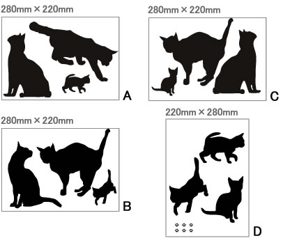 ウォールステッカーcat01【送料無料】【メール便】雑貨感覚でお部屋をリフォーム！新しいインテリア・アイテム♪ビニール壁紙の上に簡単に貼れる“ウォール・ステッカー”！