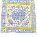 HERMES エルメス スカーフ スカーフ カレ90 シルク JEUX D’OMBRES 影絵遊び ブルー ブルー ブルー グリーン シルク 中古 tdc-003367-4e