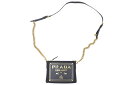 PRADA プラダ チェーンポーチ ミニショルダーバッグ BT0604 ナイロン サフィアーノレザー ブラック ゴールド 良品 中古 46258