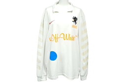 NIKE × Off White <strong>ナイキ</strong> × オフホワイト サッカー 長袖Tシャツ サイズM ホワイト SU180904SAC AA3300-100 美品 中古 59398