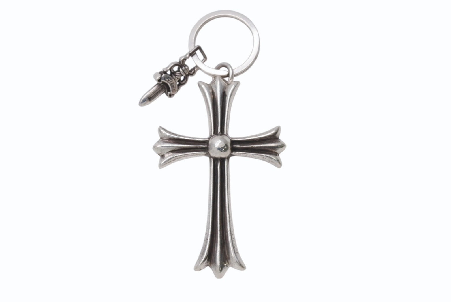 CHROME HEARTS クロムハーツ ラージCHクロス キーリング Wダガー 重量約51.9g STERLING刻印 スターリングシルバー 美品 中古 4b003632