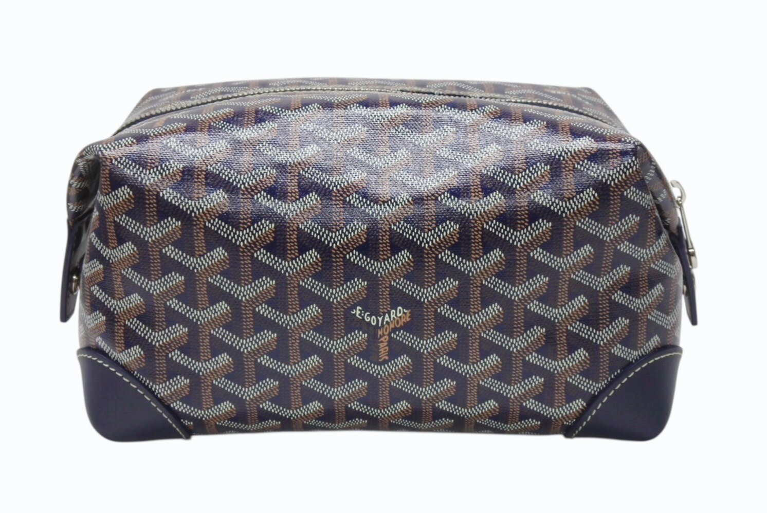 新品同様 GOYARD ゴヤール BOWLIN25 ボウリング25トイレタリーバッグ ポーチ クラッチバッグ セカンドバッグ ネイビー 中古 4b004862