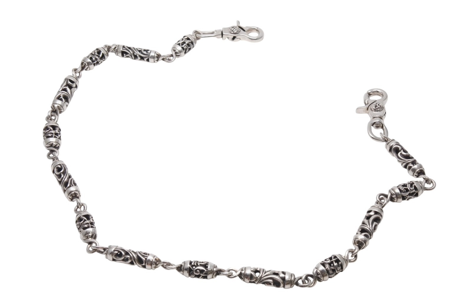 極美品 CHROME HEARTS クロムハーツ 2クリップ ケルティックローラー ウォレットチェーン 重量約364.5g 14リンク中古 4b006600