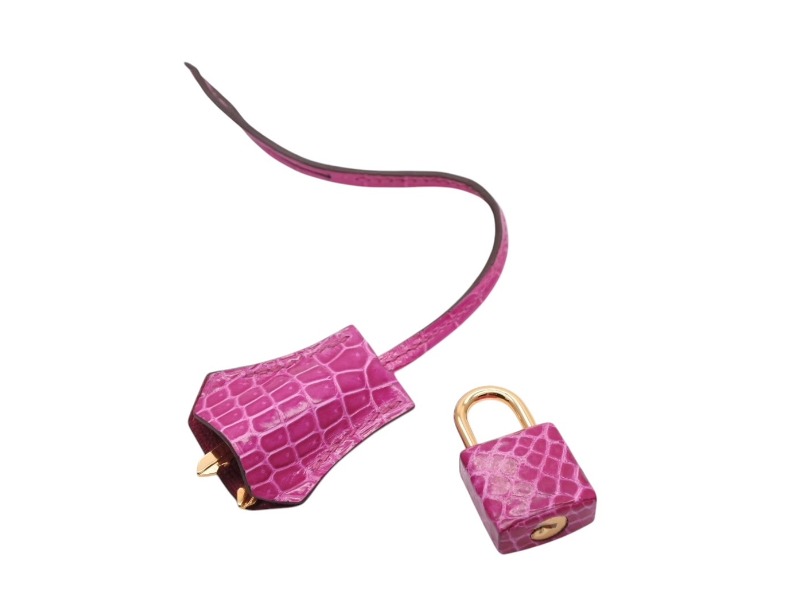 極美品 HERMES エルメス クロシェット カデナ キー セット フューシャ ポロサス ゴールド金具 中古 4b007288