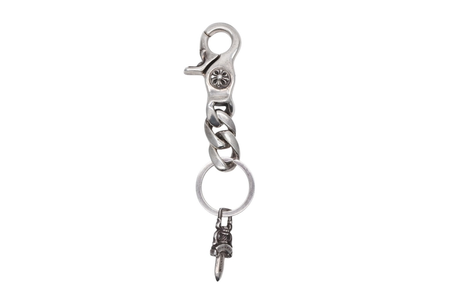 CHROME HEARTS クロムハーツ ショートクラシックリンク キーリング キーホルダー 2LINK 重量約53.7g シルバー925 美品 中古 4b008840
