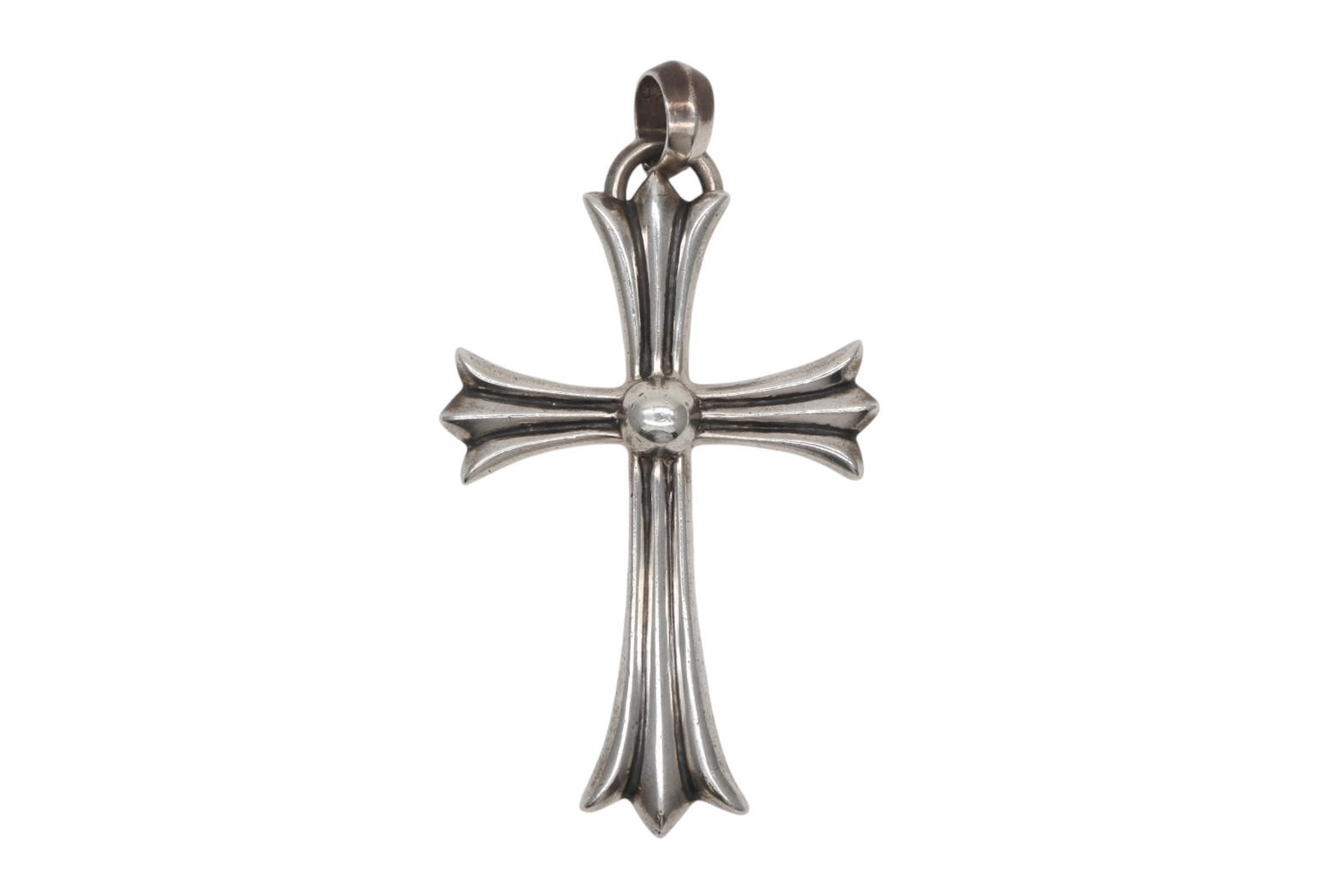 CHROME HEARTS クロムハーツ ラージクロス ベイル ネックレス 重量約40.0g STERLING刻印 スターリングシルバー 美品 中古 4b008909