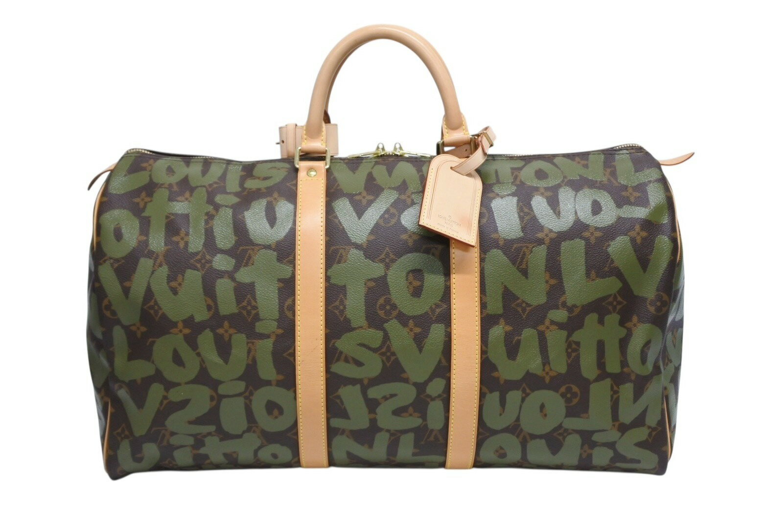 新品同様品 LOUIS VUITTON ルイヴィトン モノグラム グラフィティ キーポル50 M92196 ブラウン カーキ ゴールド金具 中古 4b009190
