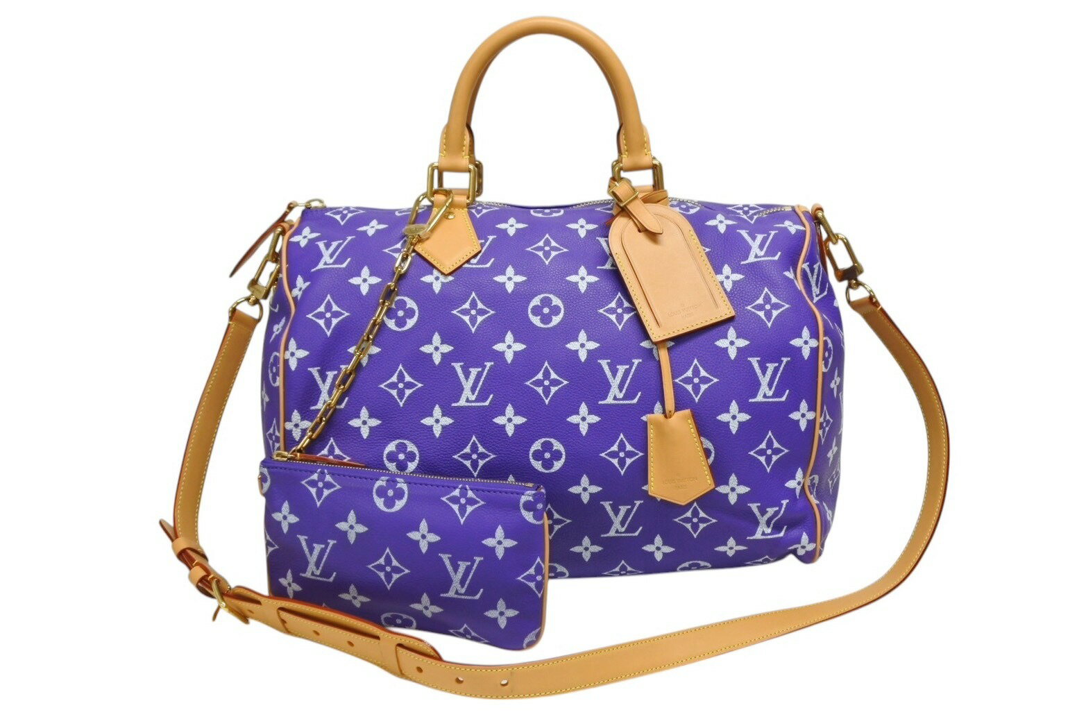 新品同様 LOUIS VUITTON ルイヴィトン スピーディ P9 バンドリエール40 M11597 2WAY ボストンバッグ パープル ゴールド金具 中古 4b009293