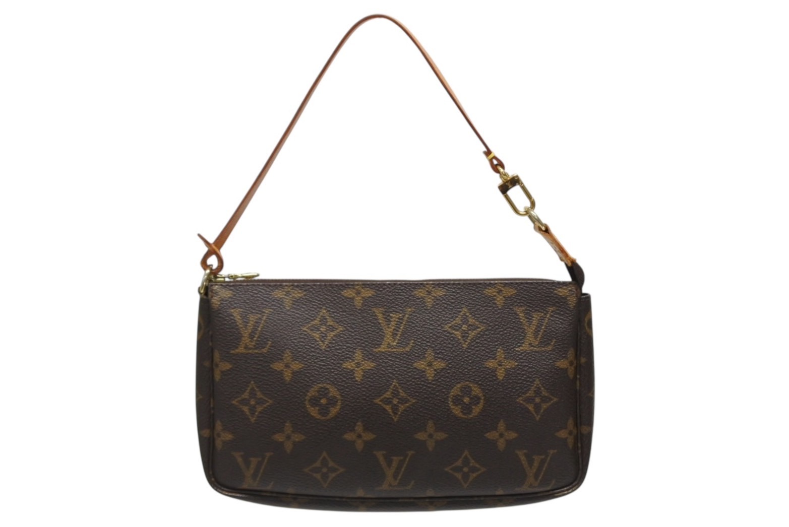 LOUIS VUITTON ルイヴィトン ポシェット アクセソワール アクセサリーポーチ M51980 モノグラム ブラウン レザー PVC 美品 中古 4b009167