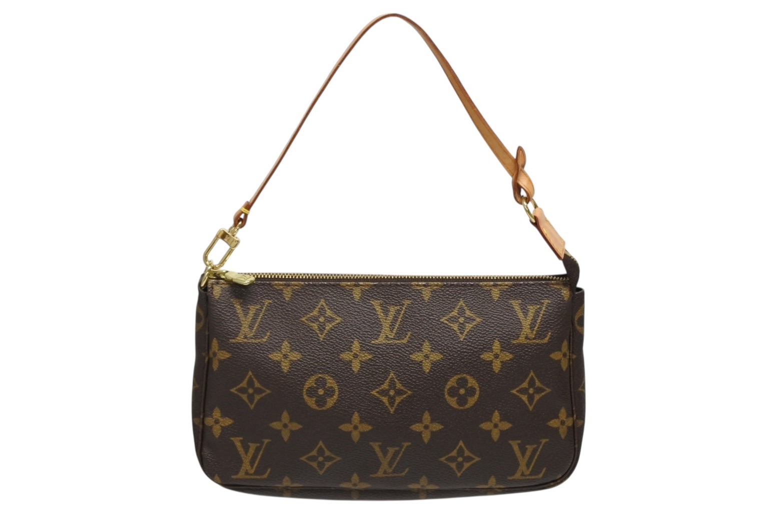 LOUIS VUITTON ルイヴィトン ポシェット アクセソワール アクセサリーポーチ M51980 モノグラム ブラウン レザー PVC 美品 中古 4b009656