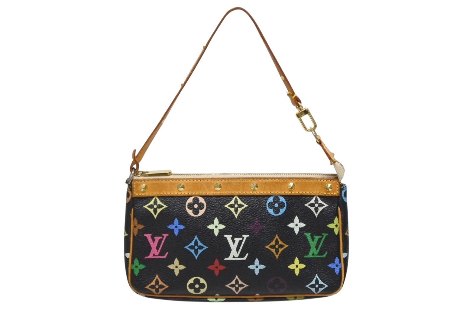 LOUIS VUITTON ルイヴィトン ポシェットアクセソワール アクセサリーポーチ M92648 モノグラム マルチカラー ブラック 美品 中古 4b009680
