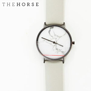 ザホース（THE HORSE）ユニセックス THE STONE ストーン アナログ 腕時計 レザーバンド 天然石 大理石 マーブル ライトグレーベージュ （サイズ/F）*xy0017