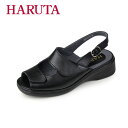 HARUTA ハルタ サンダル レディース 7675 オフィス ワイズ 3E 黒 マジックベルト 厚底 ナースサンダル 本革 オフィスサンダル