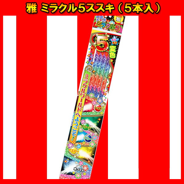 送料無料 手持ち花火 NO.100 雅 ミラクル5ススキ(5本入) 花火 ハナビ はなび 花火セット...:wasshoi-mura:10017659