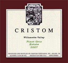 クリストムヴィンヤーズ　ピノグリ　エステイト[2007] CRISTOM VINEYARDS Pinot Gris Estate[2007]△【23%OFF】