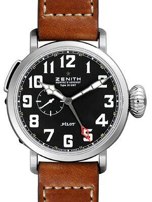 ZENITH  03.2430.693/21.C723 パイロット アエロネフ タイプ20 GMT SS/レザー 自動巻き ブラック期間限定・全員プレゼント付き♪★グルメカード1,000円分(〜3/31まで)★